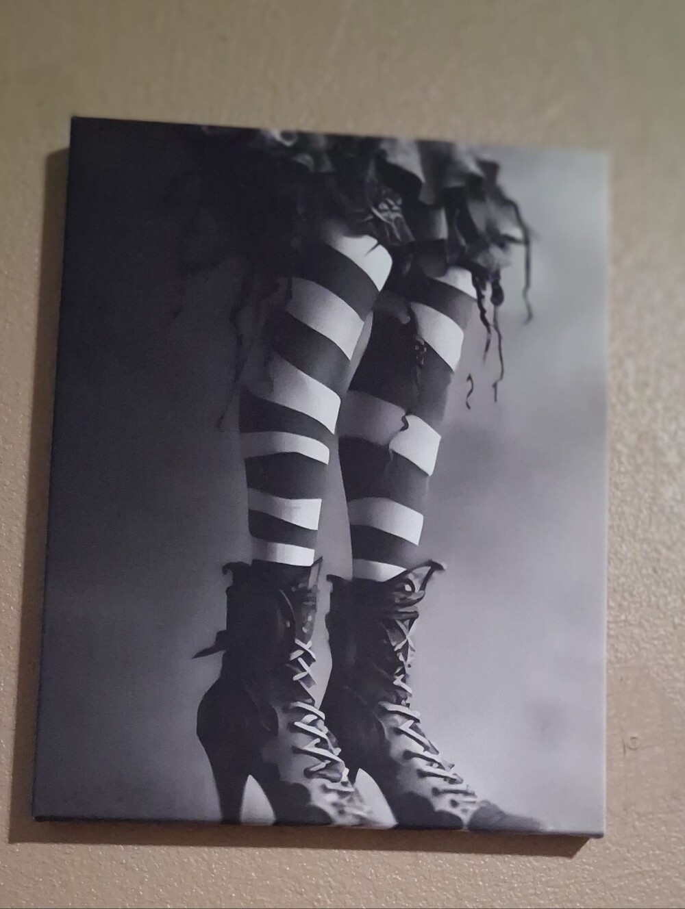 Striped Tights & Lace-Up Heels Wall Art - Canvas